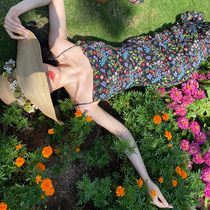 XIAOLI Denmark purple wind bell suspender floral dress 2021 new spring gentle air quality long dress children summer