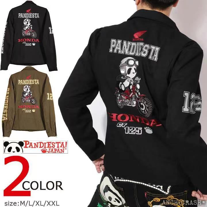 Spring New Arrivals Japanese-Style Panda and Honda Collaboration Twill Motorcycle Jacket Spring New Arrivals Japanese-Style Panda and Honda Collaboration Twill Motorcycle Jacket