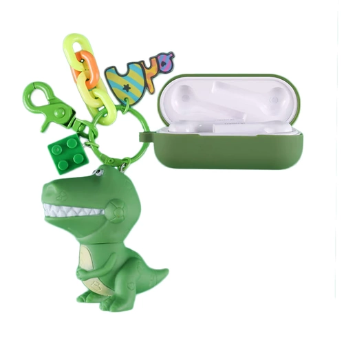 Honor, huawei, защитный чехол, беспроводные наушники, силиконовый мультяшный динозавр, подвеска, bluetooth