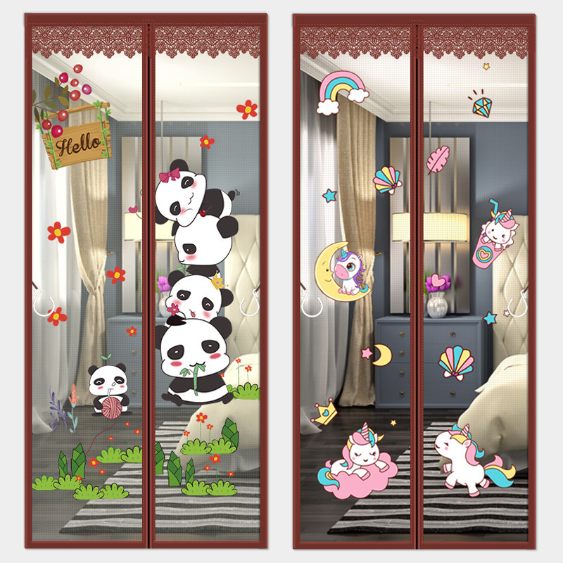 Anti-mosquito door curtain Summer household yarn curtain free punch velcro screen window screen door magnetic anti-mosquito self-suction curtain