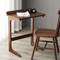  Black walnut solid wood small desk Sofa side bedroom balcony Light luxury modern simple household small apartment computer desk