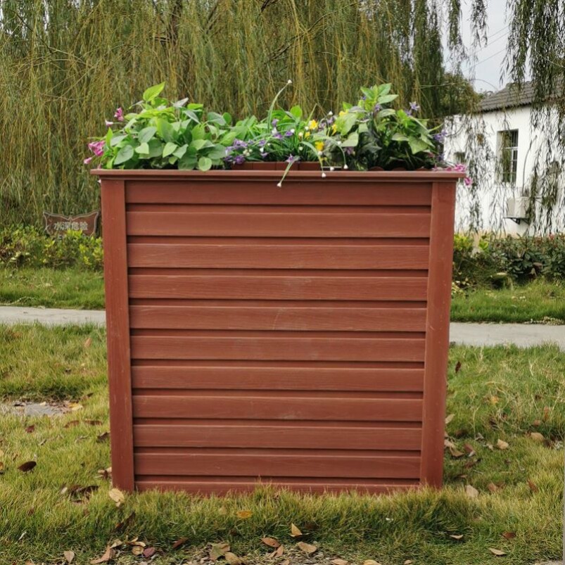 Square Municipal Courtyard Street Tree Walled Road Sun Protection Finished Composition Embalming Flower Pot Plastic Wood Flower Case Wind Park Flower Groove