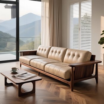 New chinese style north american black walnut three seater sofa