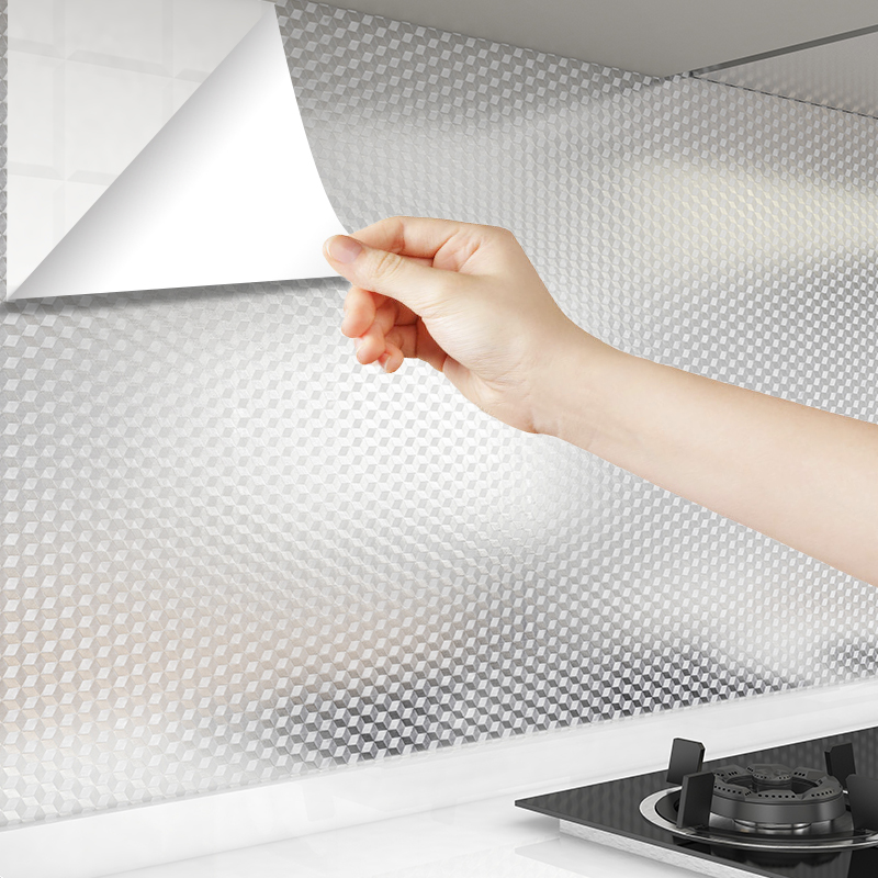 Kitchen Wall Anti-Oil Sticker Wall Sticker Hearth Cabinet Table Surface Adhesive Film Wallpaper Fireproof High Temperature Range Hood Sticker