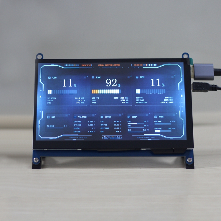 Raspberry Pi 7inch HDMI Screen Computer Monitor Host Aida64 Screen Temperature Monitoring Itx Chassis Secondary Screen Internal Expansion