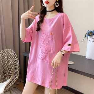 短袖T恤女凹凸印贴布潮牌INS夏季新款