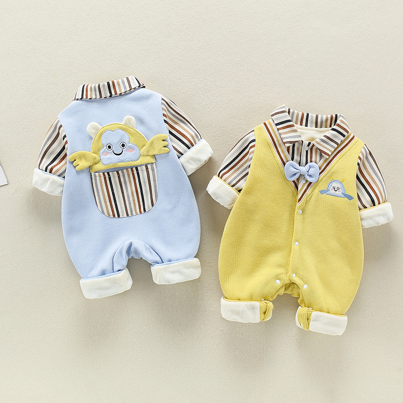 Infant Lianness Clothing Spring Autumn Clothing College Wind age Male Baby gown Full moon Newborn Baby 100 Days Khaclothes