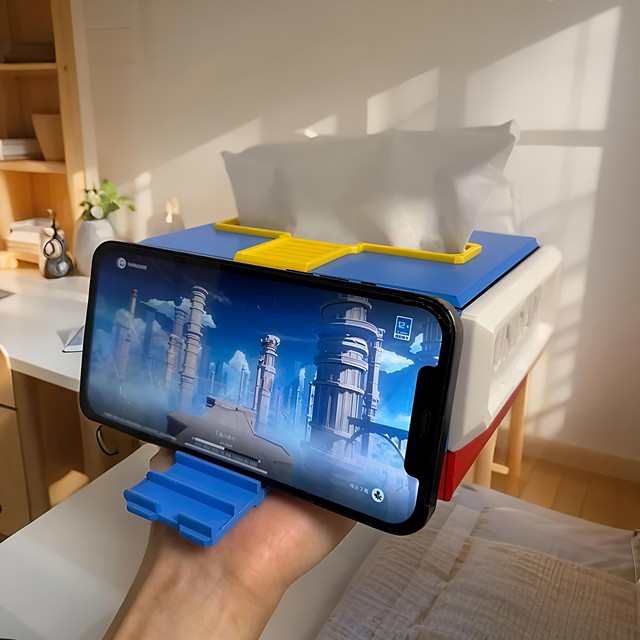 Original Gundam Tissue Box, Mobile Suit-Themed Tissue Box, Creative Multifunctional Storage and Decoration, Phone Stand