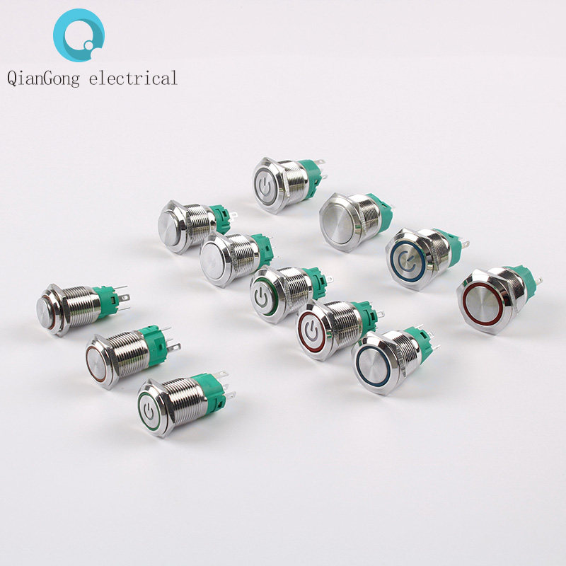 Metal button switch 16mm 19mm 22mm self-locking self-repairing LED power supply standard waterproof button can be equipped with socket