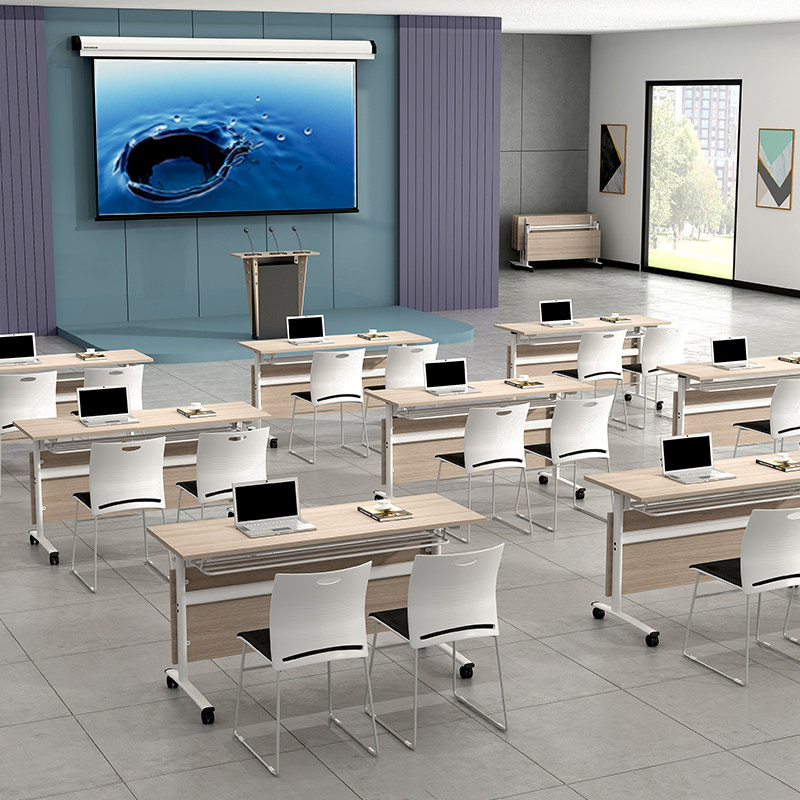 Removable folding training table conference long table double student desks and chairs educational institution remedial class combination splicing