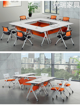 Multifunctional group activity room combined splicing table mobile desk training mechanism with wheel training table and chairs folding table