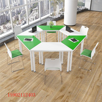 Library Reading Room Desk Stool Trapezoidal Training Table Psychological Counseling Station Middle School Students Class Table And Chairs Group Activities Table