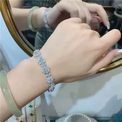 Платиновый браслет на солнечной энергии, белое золото 18 карат, инкрустировано бриллиантами, 1 карат, японские и корейские, европейский стиль