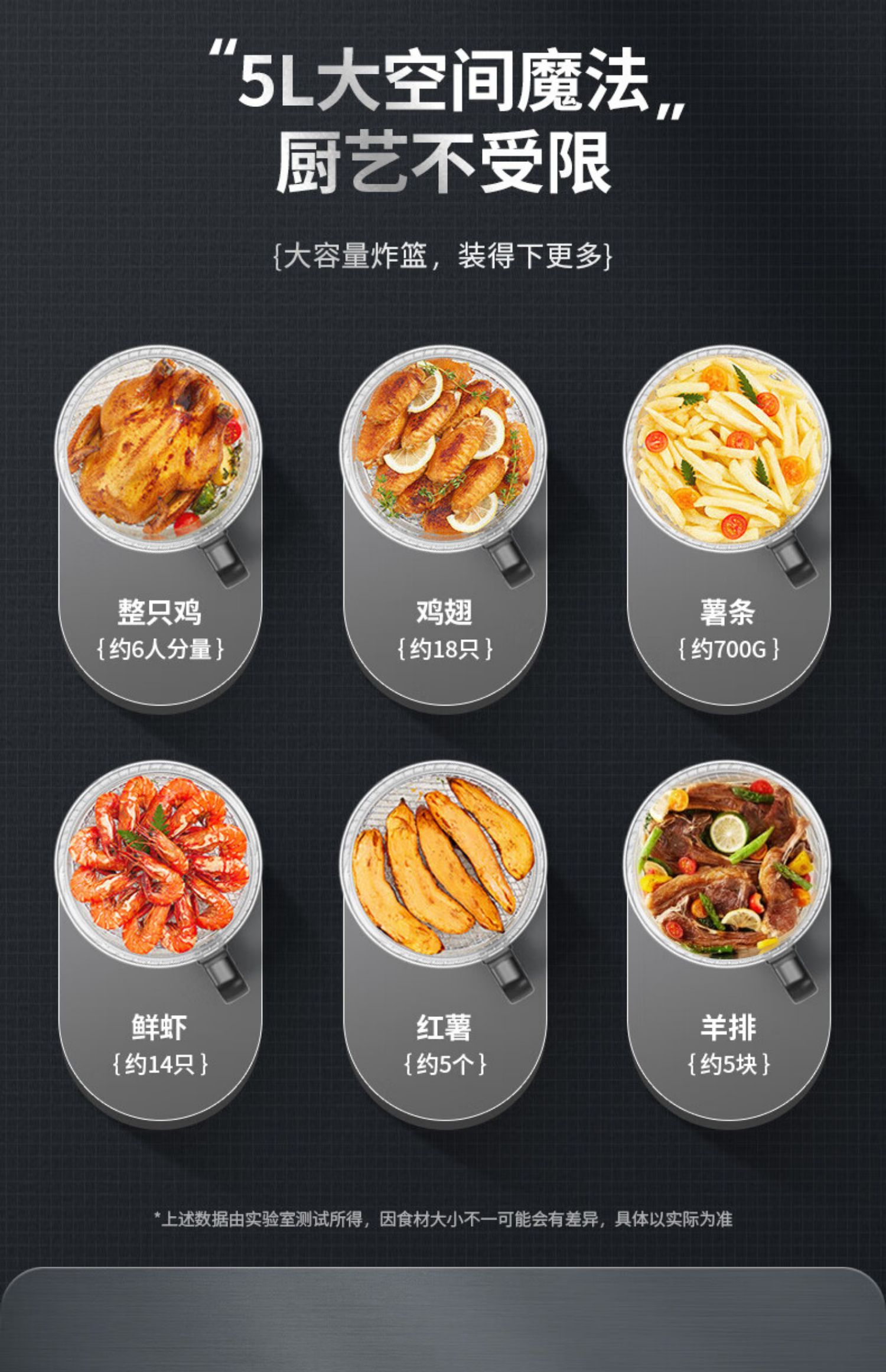 康佳 可视化 多功能空气炸锅 5L大容量 图9