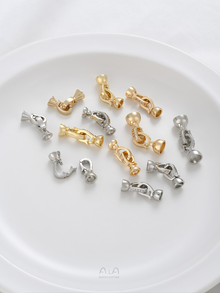 STRONG COLOR 14K GOLD-FILLED DOUBLE-ENDED PEARL BUCKLE HANDMADE DIY BRACELET NECKLACE CONNECTION CLOSING BUCKLE BUCKLE JEWELRY ACCESSORIES