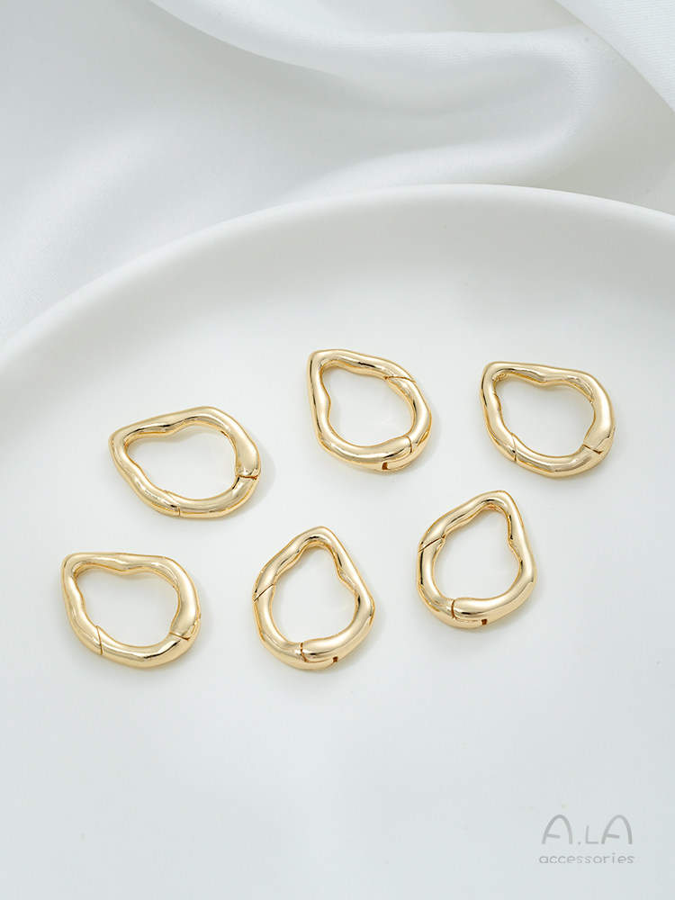 14K GOLD-FILLED COLOR-RETAINING OVAL LOBSTER BUCKLE SPECIAL-SHAPED SPRING BUCKLE HANDMADE BRACELET NECKLACE CONNECTING BUCKLE JEWELRY BUCKLE ACCESSORIES