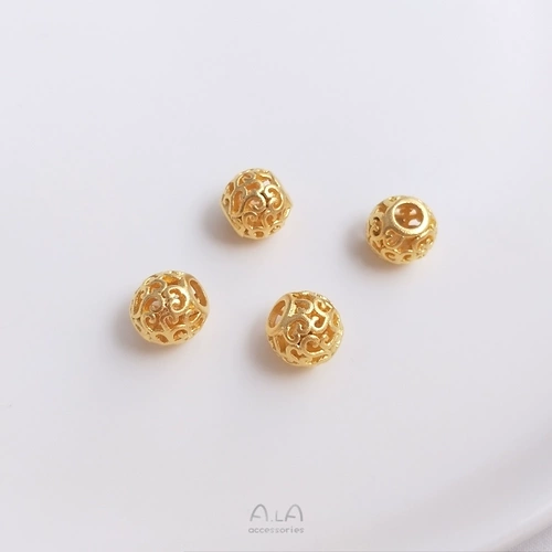 Alaqiang сохраняющий цвет песочно-золотой кулон полые резные бусины с благословением характер фонарь цветочный шар DIY ожерелье ручной работы аксессуары