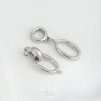 K233-2 Пряжка особой формы из белого золота овальной формы с двойным жемчугом 1 шт.