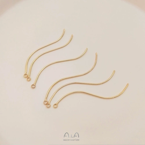 Глянцевый S-образный ремень с наполнителем из 14-каратного золота, прочно удерживающий цвет, с подвесным кольцом, девятигольная цепочка для сережек с одним кругом, подвесная палочка, аксессуары для украшений для ушей своими руками