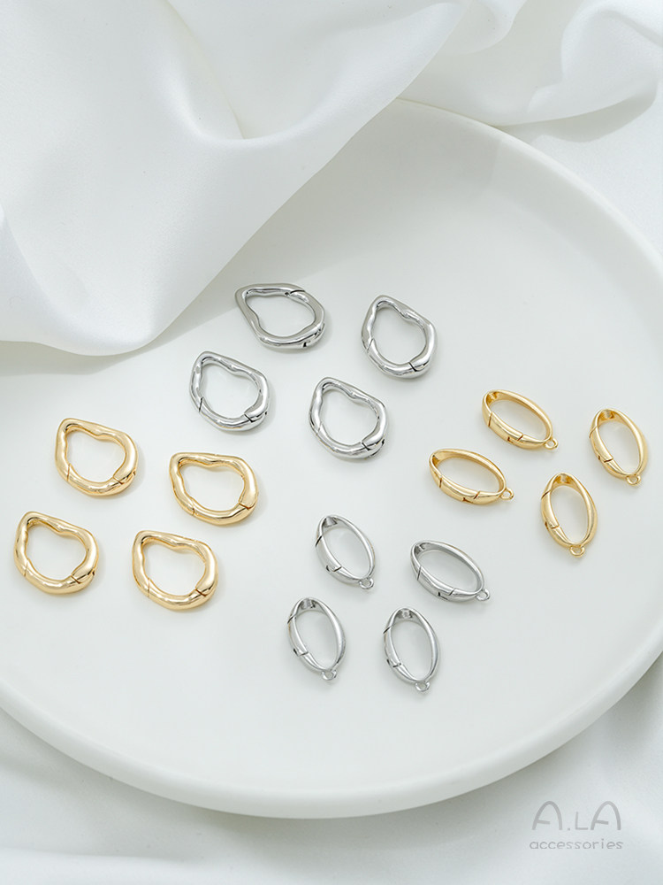 14K GOLD-FILLED COLOR-RETAINING OVAL LOBSTER BUCKLE SPECIAL-SHAPED SPRING BUCKLE HANDMADE BRACELET NECKLACE CONNECTING BUCKLE JEWELRY BUCKLE ACCESSORIES