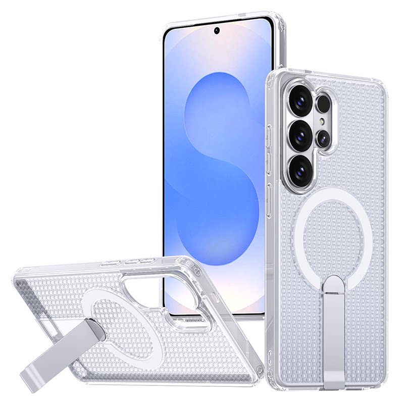 Heat Dissipation Folding Stand Magnetic with Textured Grid Back Samsung Phone Case