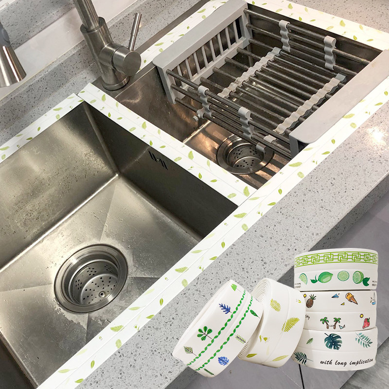 廚房水槽防水貼紙化妝室浴室馬桶擋水防油馬桶水池洗菜池美縫貼條