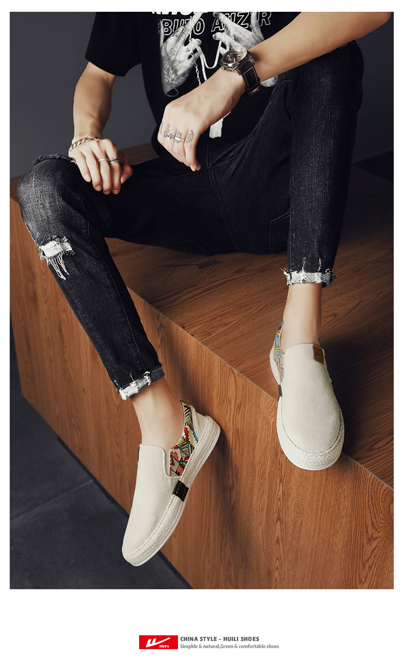 Утепленная обувь 回力帆布男鞋冬季2025新款渔夫亚麻软底休闲开车一脚蹬老北京布鞋 Warrior