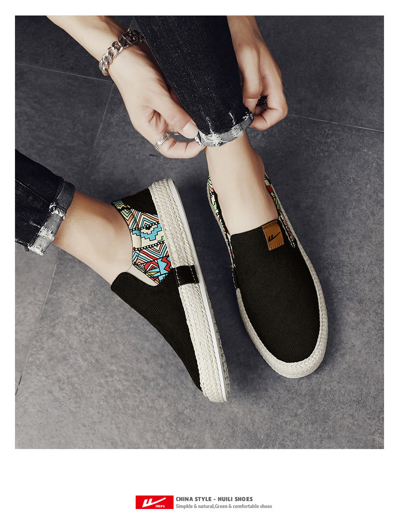 Утепленная обувь 回力帆布男鞋冬季2025新款渔夫亚麻软底休闲开车一脚蹬老北京布鞋 Warrior