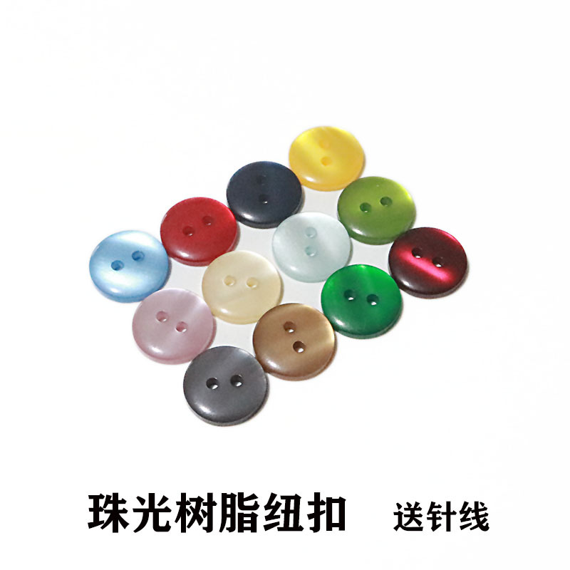 Round Resin Sweater Cardigan Buttons Pearlescent Two-Hole Red Shirt Buttons Orange Clothing Jacket Decoration Green