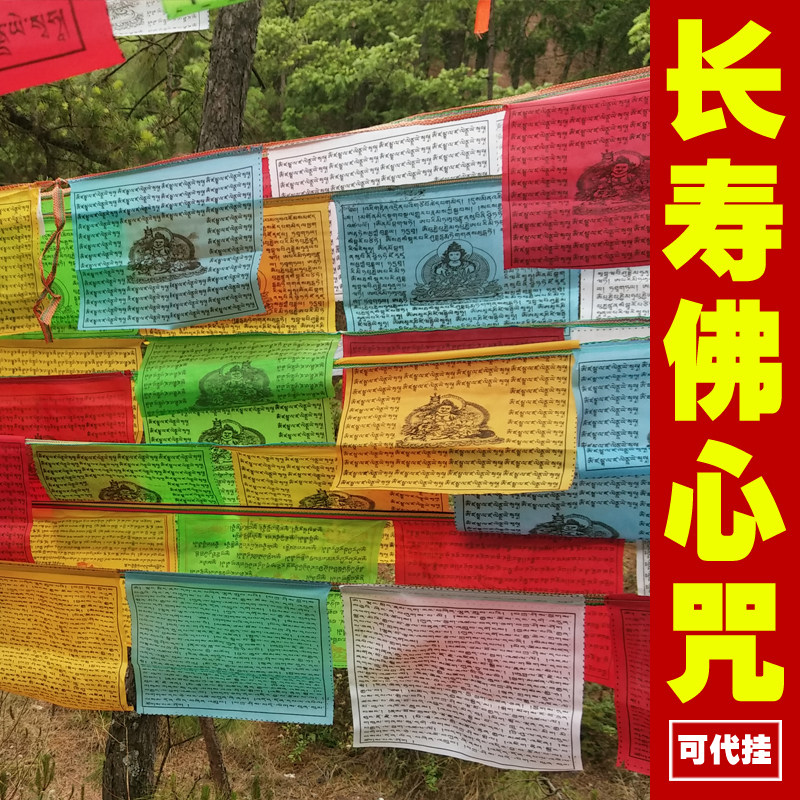 Amita's longevity spell - out flag of Tibetan Tibetan Tibetan Tibet Tibet Tibet Tibet Tibet Tibet Tibet's five - color wind horse flag