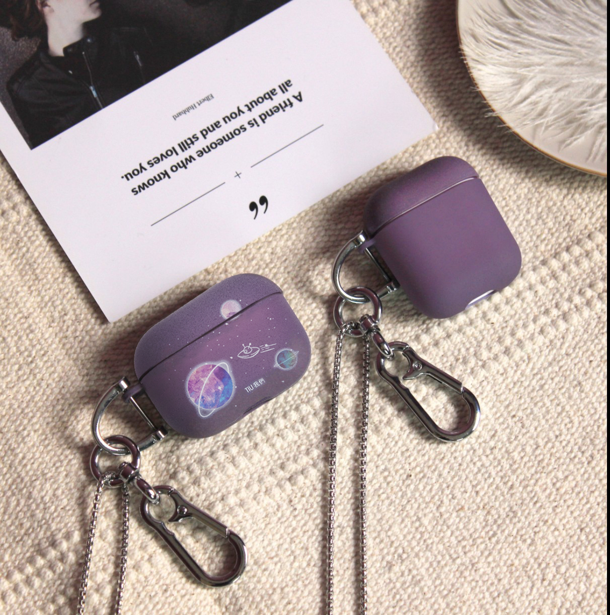 TIU Original Hip-Hop Cool Purple Frosted Hard Shell Hanging Scythe Test AirPods1 2AirPods Pro Protective Case