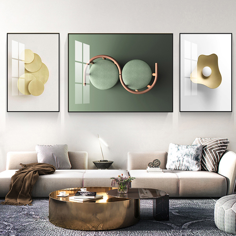 Living room decoration painting modern minimalist Morandi sofa Background wall fresco Composition hanging painting Nordic light extravagant triptych-Taobao