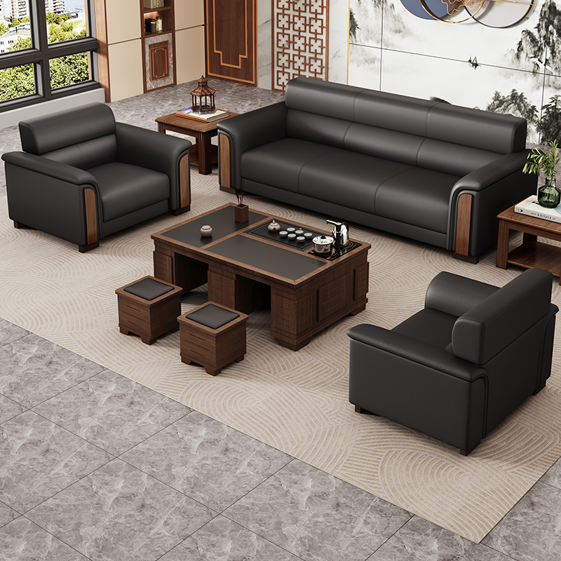 Office Sofa Tea Table Combination Suit Brief Business Reception Room Lounge Single Trio Small Office-Taobao