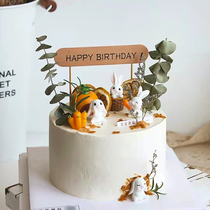 Mini Rabbit Carrot Basket Cake Decoration Fittings Baking Little fresh Dummy Desktop Decoration Area