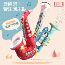 Childrens sax musical instrument trumpet to play music toy trumpet boy girls birthday present 3-6 years old