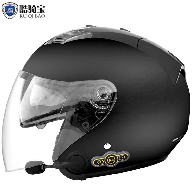 Cool ride treasure electric motorcycle helmet half helmet with Bluetooth headset Built-in men's and women's motorcycle four seasons helmet gray Kui