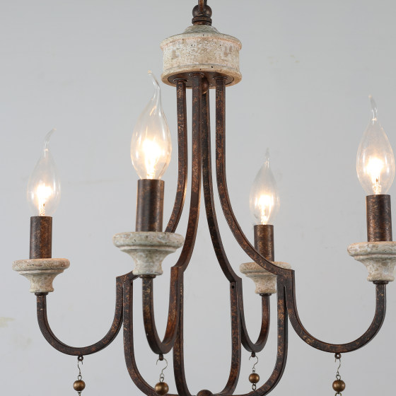 European and French Restaurant Bedroom High-End Hotel Chandelier Country Antique Pastoral B&B Iron Log Ceiling Lighting