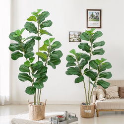 Scandinavian Artificial Plant Fiddle Leaf Banyan Large Bionic Fake Green Plant Potted Indoor Living Room Shopping Mall Opening Floor Potted Plant