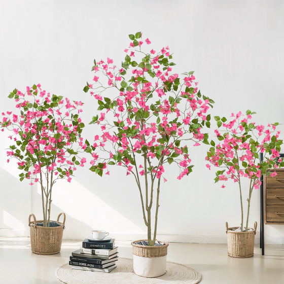 Artificial Bougainvillea Fake Flower Tree Green Plant Home Living Room Shopping Mall Store Window Wedding Decoration Floor-Standing Ornament