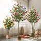 Artificial Camellia Tree, Camellia Flower, Artificial Green Plant Potted Plant, Home Decoration, Floor-Standing Ornament, Indoor Light Luxury Artificial Flower