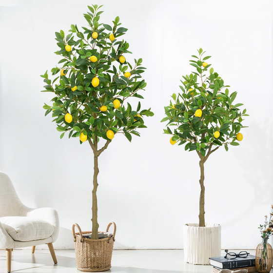 Artificial Lemon Tree New Year Decoration Fruit Tree Potted Plant Opening Celebration Home Warming Green Plant Indoor Potted Ornament