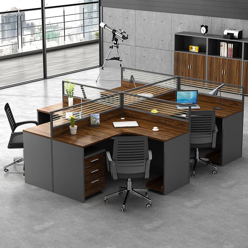 Desk Simple and modern 2 4 6-person table and chair combination office station screen partition four-person staff card seat