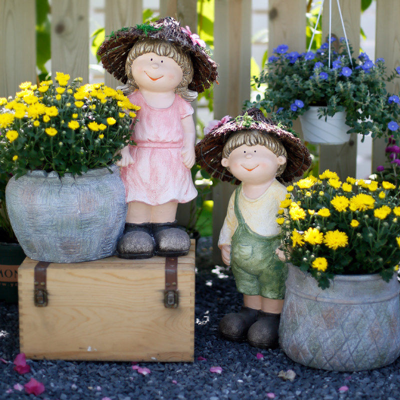 Lovers Characters Garden Courtyard Large Flower Pots Balcony arranged Decorative Building Top Terrace Creative Personality Outdoor Pendulum