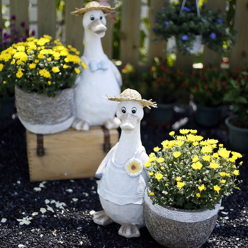 Duck Ornament Creative Balcony Arrangement Simulation Animal Flower Pot Outdoor Garden Courtyard Farmhouse Pastoral Style Decoration
