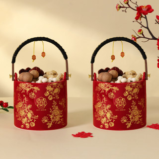子孙桶一对结婚专用女方陪嫁妆用品大全婚庆红色喜桶宝桶装饰摆件