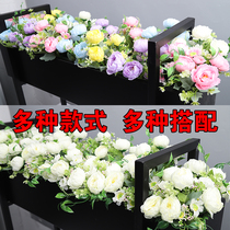 Flower groove fence partition single bunch of foreign peony rhododendron fake flower simulation flower plastic flower decoration plastic flower arrangement shooting