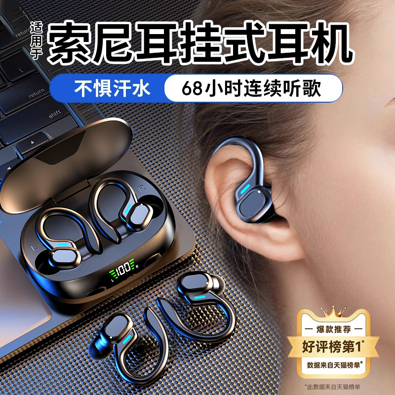 Wireless Bluetooth Earphones, Over-Ear Style, for Sports, Running, Clip-On, Fitness, 2025 New Model, Ultra-Long Battery Life, for Men and Women
