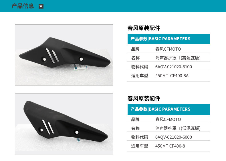 Original Accessories for Motorcycle 450Mt Exhaust Pipe Cover, Muffler Heat Shield, Protective Shell, Heat Insulation Board