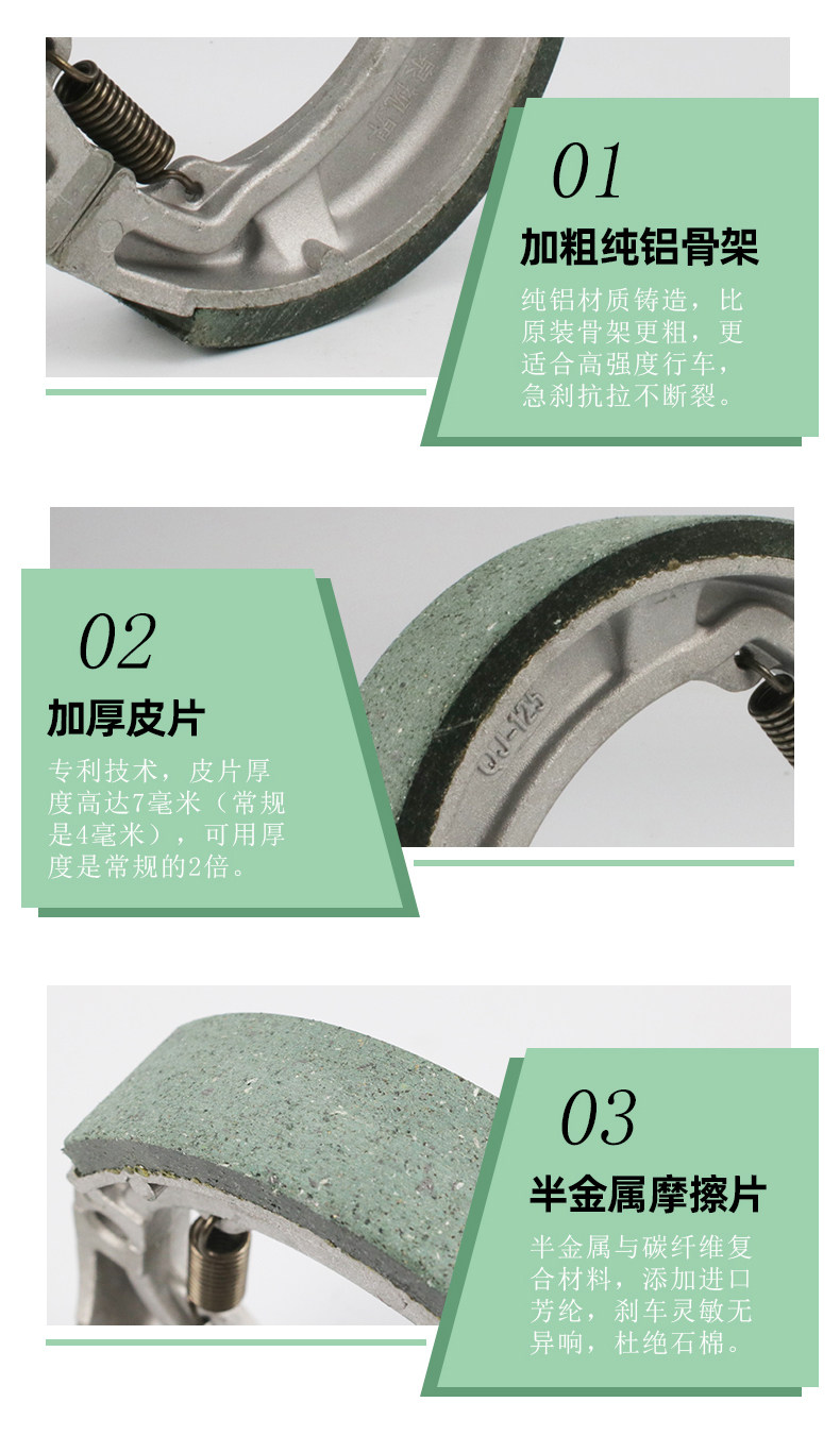 Qianjiang motorcycle Wolong QJ125-28 QJ150-28 front and rear brake pads thickened drum brake shoe accessories