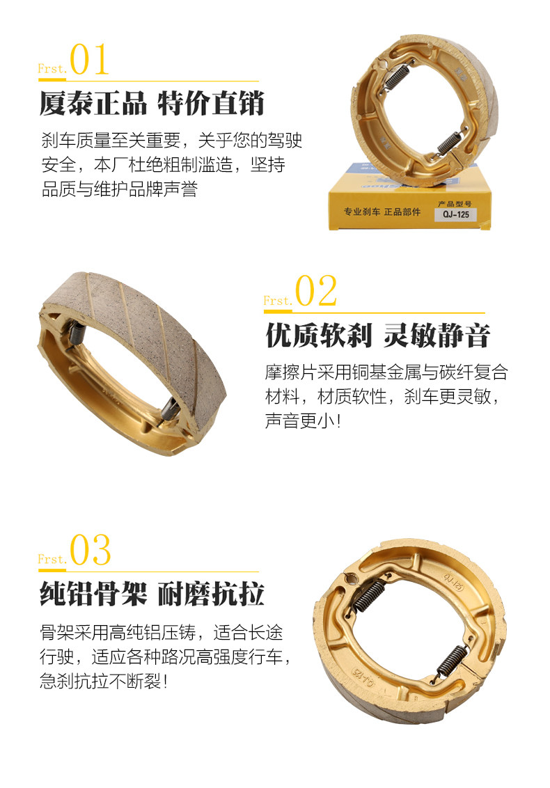 Qianjiang motorcycle Wolong QJ125-28 QJ150-28 front and rear brake pads thickened drum brake shoe accessories